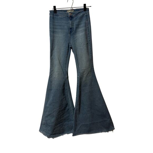 Free People Just Float On Flare Jeans Size 26 Blue Denim Festival Rodeo Western - Picture 3 of 11